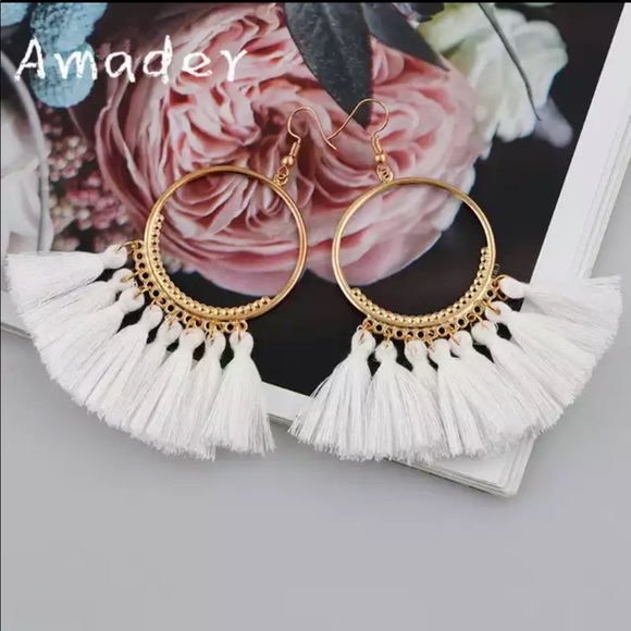 NEW Handmade Statement Round Long Drop Earrings - Picture 2 of 2